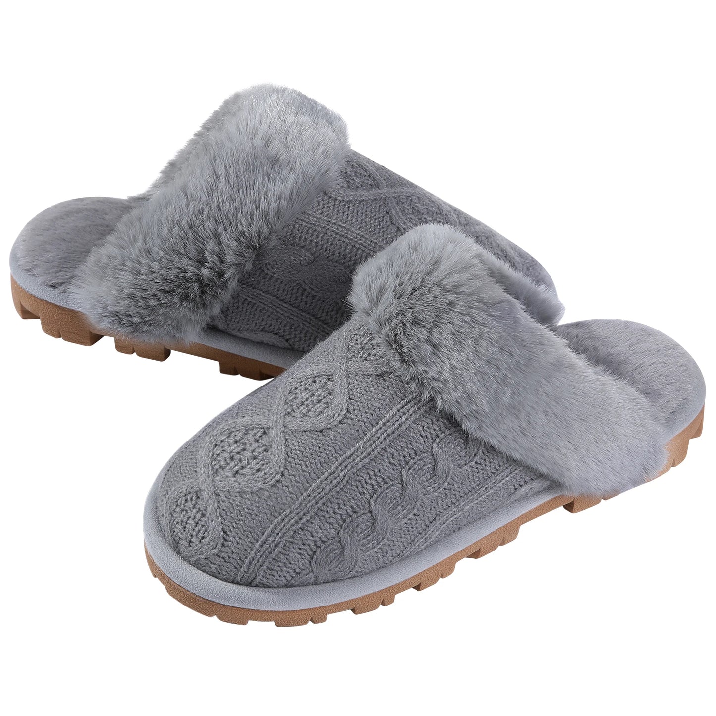 Comwarm Winter Warm Cotton Slippers For Women Men Flats Soft Non-slip Fluffy Shoes Design Slides Couple Indoor House Slippers