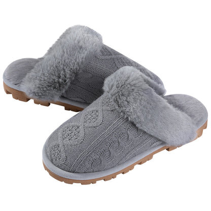 Comwarm Winter Warm Cotton Slippers For Women Men Flats Soft Non-slip Fluffy Shoes Design Slides Couple Indoor House Slippers