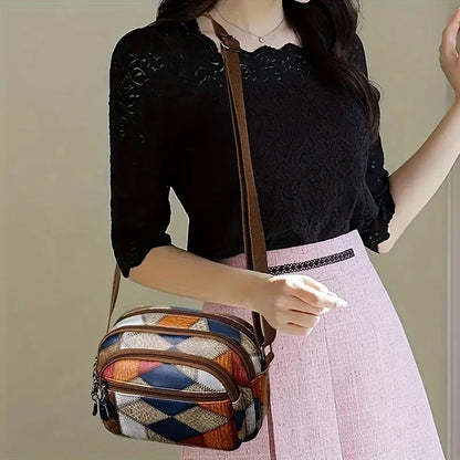 Daily Wear Vintage Check Small Shoulder Crossbody Bag Lightweight Design, Portable Handbag for Ladies Casual Street Matching