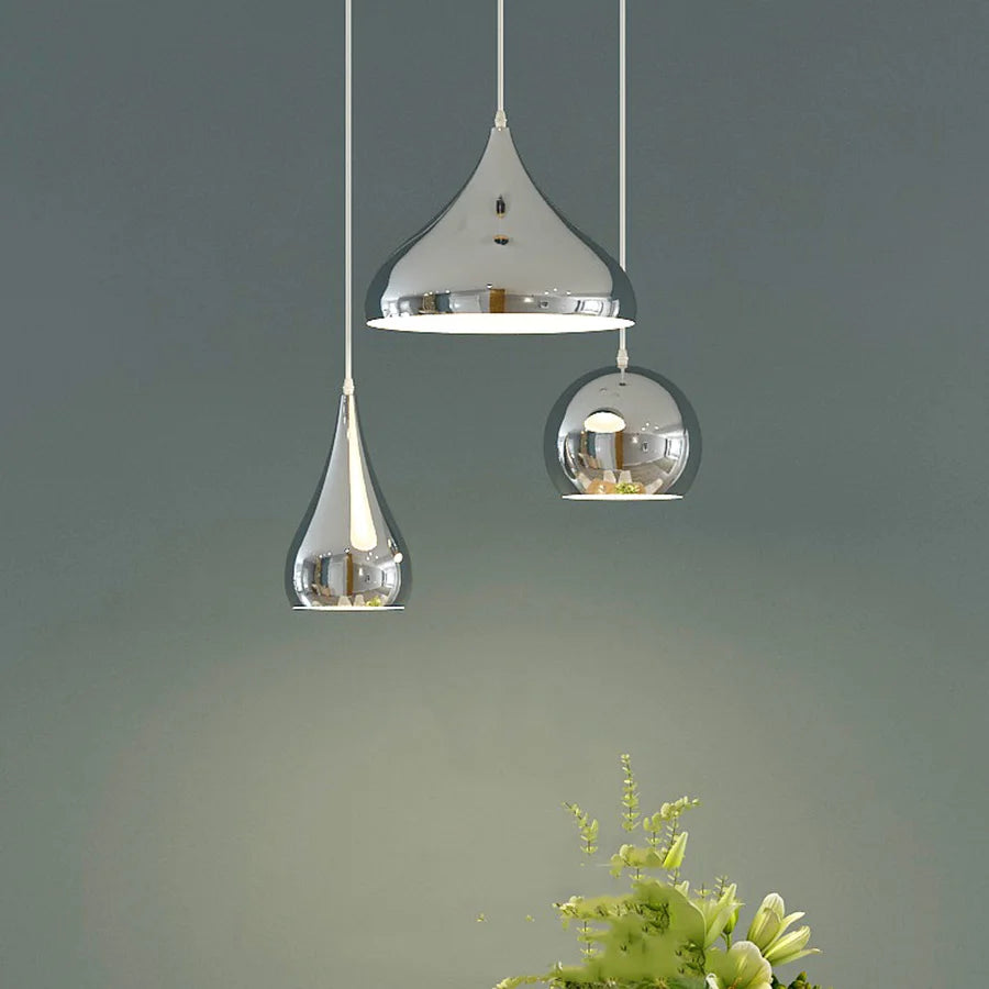 Nordic Plating Sliver Globe Ball Mirror Pendant Lights E27 Iron Hanging Lamp luxury Silver Brass Art Kitchen Hotel Pendant Lamp