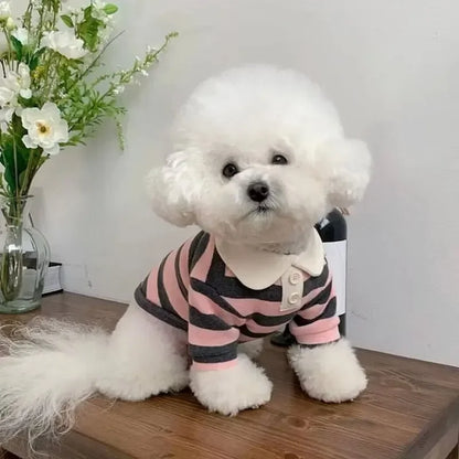 Summer Polo Shirt for Dogs Puppy Clothes Bichon Frise Chihuahua Stripe Dog Sweatshirt Dog Cooling Vest for Small and Medium Dogs