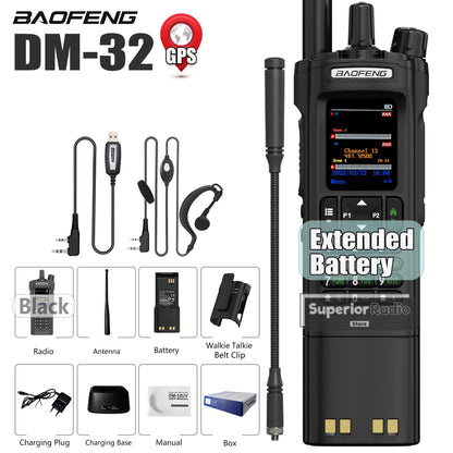 Baofeng DM-32 DMR Digital Walkie Talkie Upgraded Extended Battery High Capacity GPS APRS Dual Mode Analog Dual Time Slot  AM FM