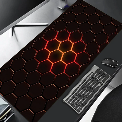 Large Gaming Mouse Pad 90x40 Red Blue Gradient Design Non-Slip Rubber Sewn Edge Gaming Desk Mat Keyboard Gamers and Office Work