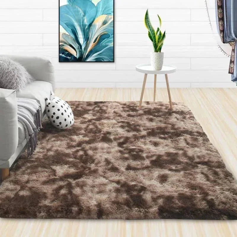 VIKAMA Black Fluffy Shaggy Rug Ultra Soft Plush Non-Slip Washable Carpet for Bedroom, Living Room, Cozy Home Decor