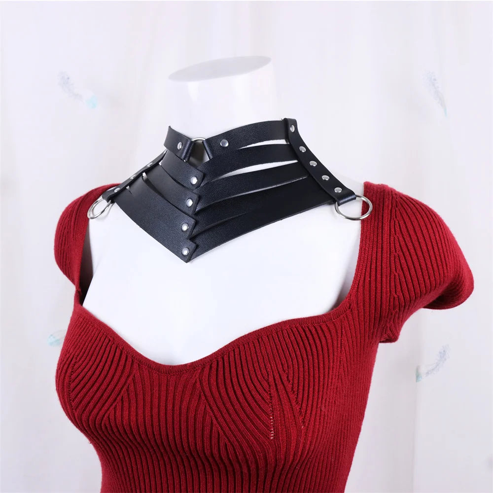 Black Sexy Trendy Rock Gothic Collar Necklaces Jewelry Gothic Leather Belt Rivets Harajuku Punk Choker Necklace for Women Gift