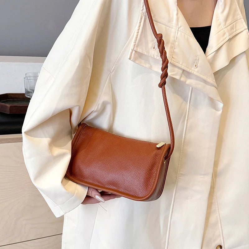 100%Real Cowhide Genuine Leather Sac Fashion Women Crossbody Bags For Ladies New High Capacity Shoulder Bag Handbag Female Purse