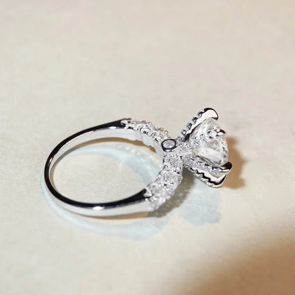 18K white gold and platinum PT950 firework cut ring for women 3 carat luxury full set six claw diamond ring moissanite ring