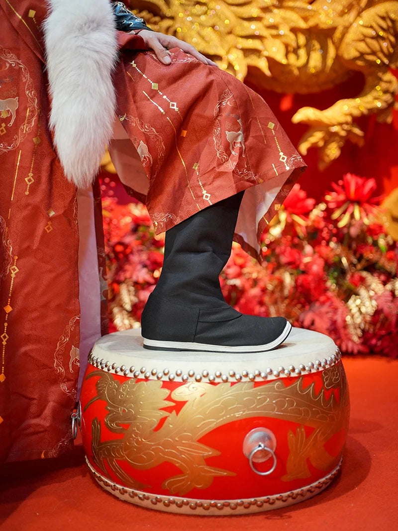 Fulujiacos Hanfu boots men's and women's boots Song Dynasty upturned mid top boots