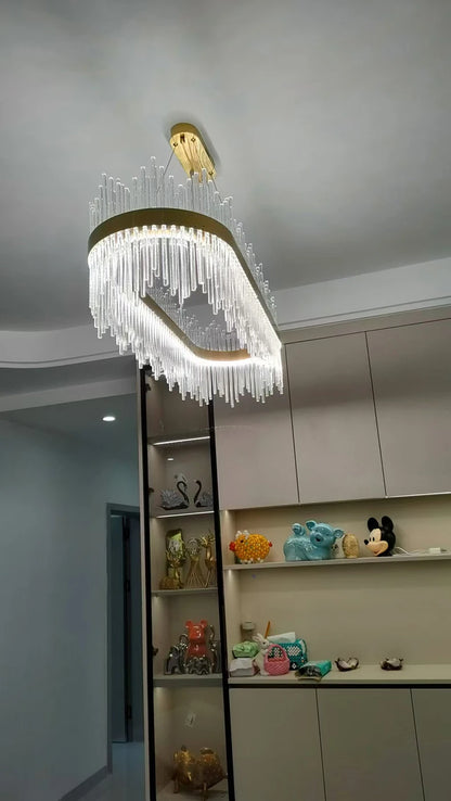 Modern Luxury Crystal Ceiling Chandelier Stainless Steel Living Room Lights Home Decor Dining Room Pendant Lamp Interior Bedroom