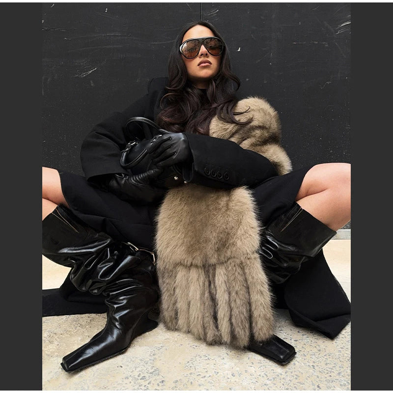 Faux Fur Tassels Scarf for Women Autumn Winter Fluffy Fur Neckerchief 2026 New Lady Luxury Shawl Scarves Clothing Accessories