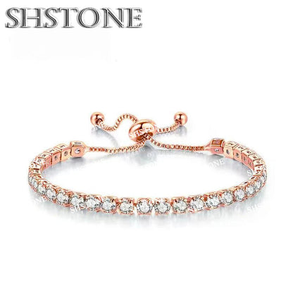 Noble 925 Sterling Silver Bracelet Chain Luxury Color Crystal Hand Jewelry For Women Charm Wedding Gift Party 18cm