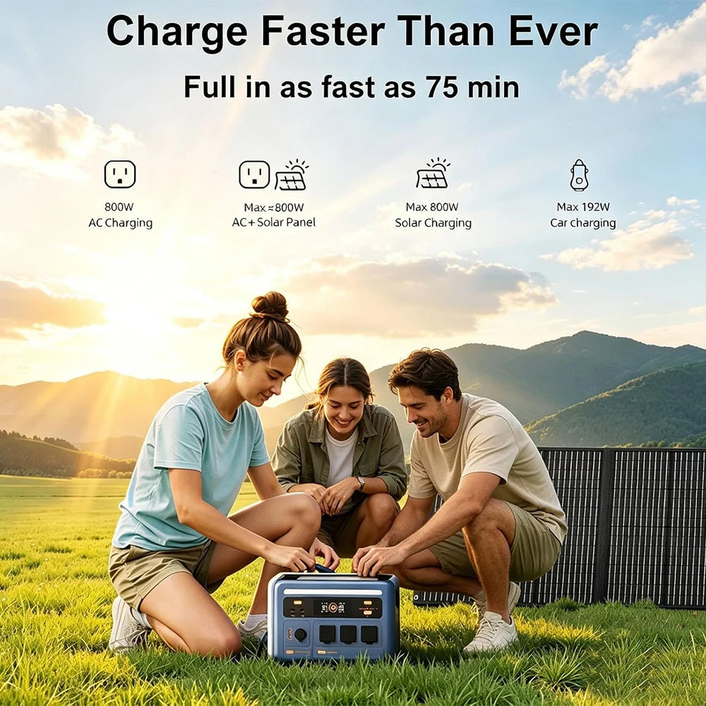 OSCAL PowerMax 1800 SE Solar Generator, 1024Wh LiFePO4 Portable Power Station | 1800W (3600W Surge) | 1 Hour Fast Charge | APP Control | Quiet UPS for Home Backup, Hurricane Emergency, Camping & RV