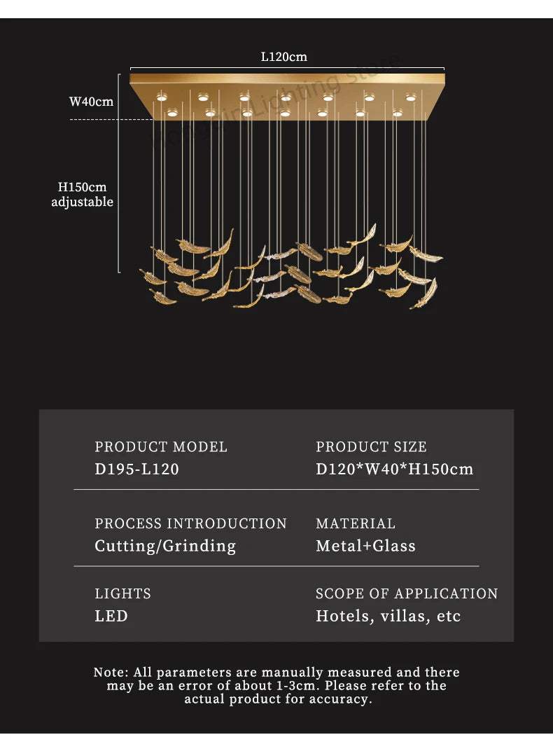 Modern Hotel Lobby Hanging Lamp Luxury Glass Led Chandeliers Customized Long Pendant Light Villa High Ceiling Chandelier Lustre