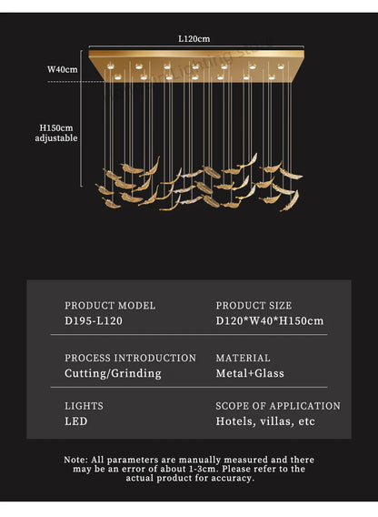 Modern Hotel Lobby Hanging Lamp Luxury Glass Led Chandeliers Customized Long Pendant Light Villa High Ceiling Chandelier Lustre