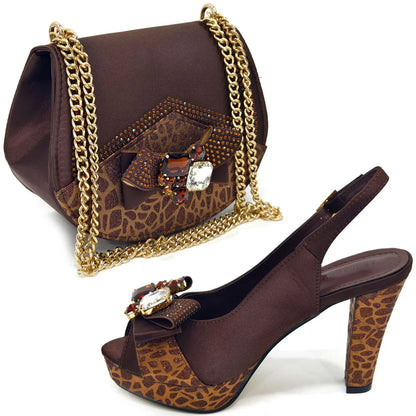 Doershow new come Matching Women Shoe and Bag Set Decorated black Nigerian Shoes and Bag Set Italy Shoes and Bag set HDF1-17