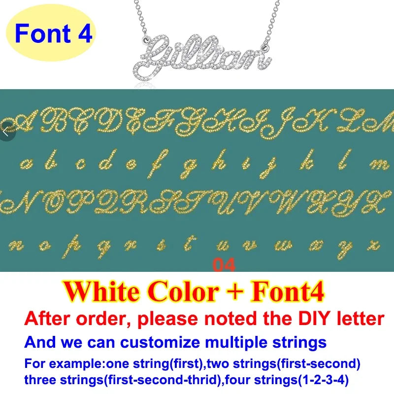 DIY A-Z Letter Name Full Moissanite Diamond Necklace for Women 925 Sterling Silver Plated 18k Gold Women's Moissanite Chain Gift