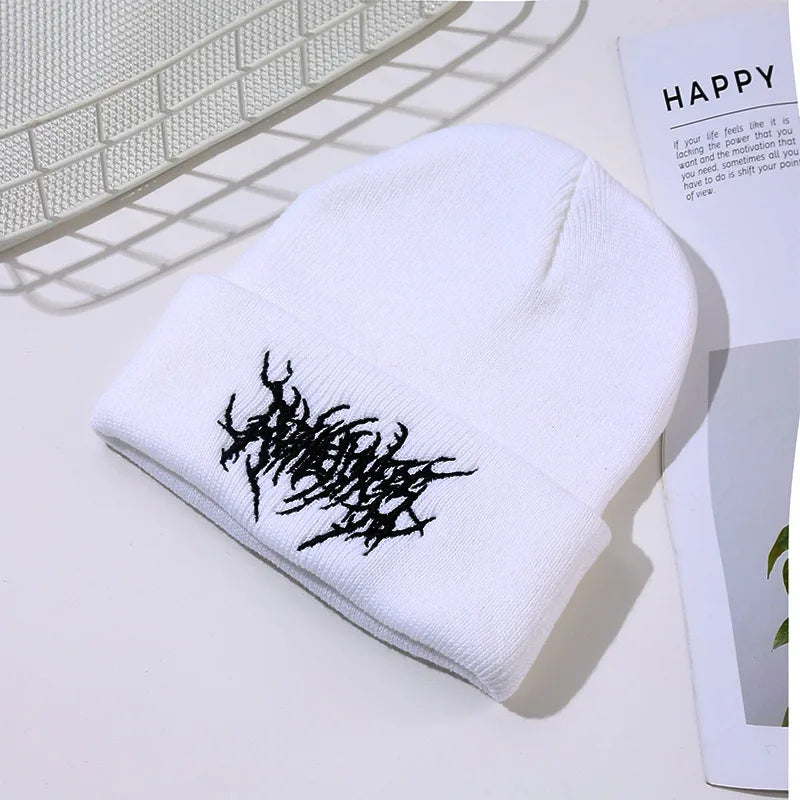 Warm Women Men Winter Beanies Hats Gothic Street Punk Knitted Bonnet Caps 100% Cotton Fashion Keep Warm Skullies Beanies Hats