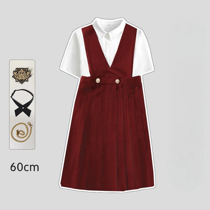 Versatile and Cute School Uniform Skirt JK Uniform Basic Spring Genuine Long Dress Japanese-style Pleated College Style Suit