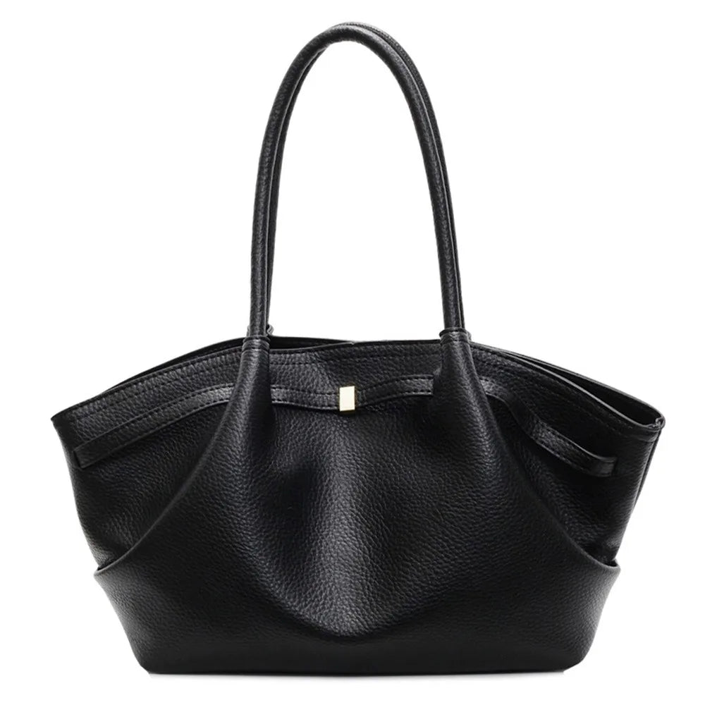 Luxury Lychee Pattern Underarm Shoulder Bags Solid Color PU Leather Women's Handbags Large Capacity Tote Bag Travel