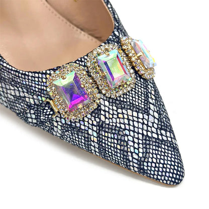 Newest Style Teal Sky Color Platform Design Peep Toe Ladies Shoes Matching Bag Set For Mature Women Heel Party Pump