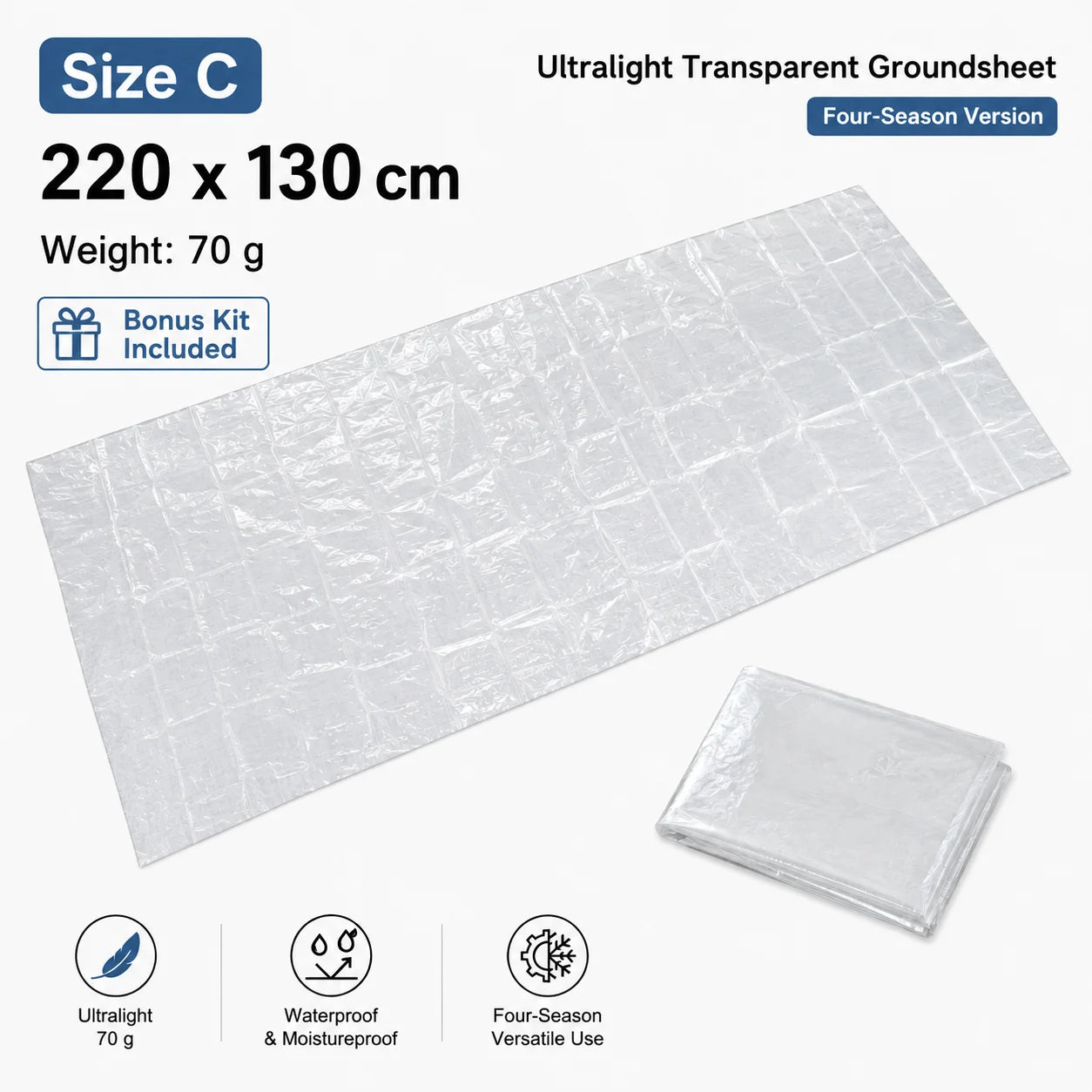 Four Season Ultralight Transparent Tent Groundsheet Waterproof Moisture Proof Camping Footprint Foldable Reusable Outdoor Tarp