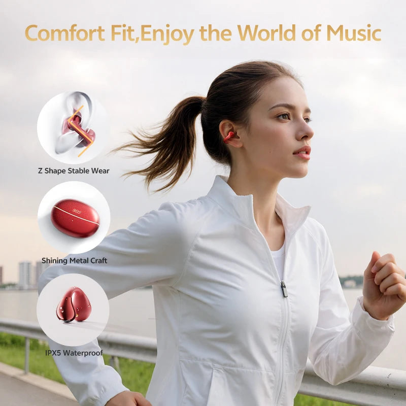 QCY Crossky C30S Open Ear Wireless Earphones Hi-Res with LDAC Ear Clip Earbuds Bluetooth 6.0 Clip On OWS Sports Headphones 40Hrs