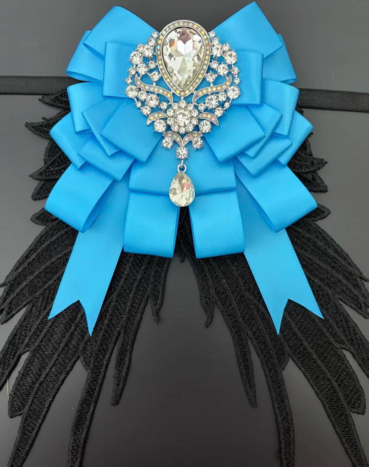 Luxury Rhinestone Mesh Wing Bow Brooch  Elegant Banquets Dress and Wedding Shirts Lapel Flower Bow Tie  Unisex Gift Accessory