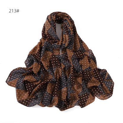 66 Colors Pearl Chiffon Printed Hijab Scarf New Fresh Small Floral Polka Dot Sunscreen Silk Scarf Shawl Turbans for Women Hijabs