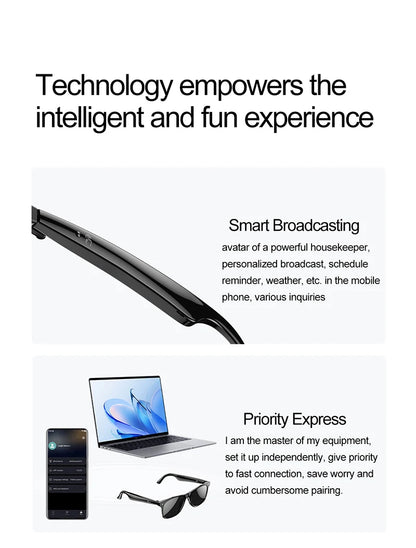 AI Smart Glasses for Men Smart Translation Glasses with Waterproof Call Function BT Smart Sunglas Outdoor Sports Headphones