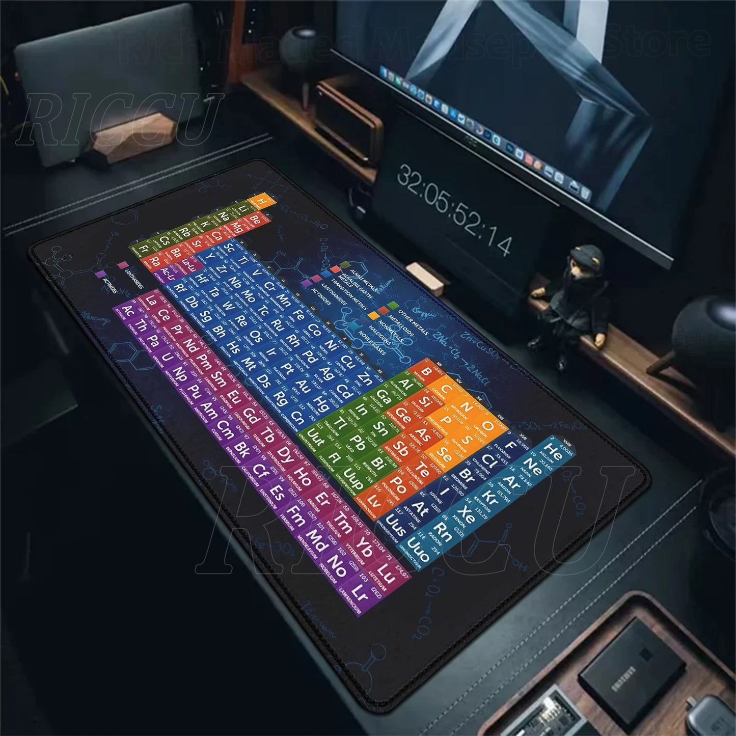 Periodic Table of Elements Mouse Pad Large Gaming Keyboard Mousepad with Stitched Edge Non-Slip Rubber Base Office PC Desk Mat