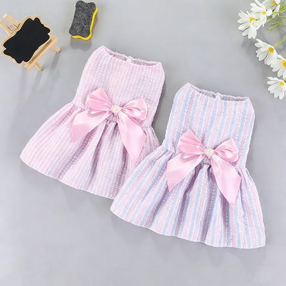 2pcs Pink & Yellow Bow-Knot Skirt For Pets In Spring/Summer For Small And Medium Sized Cats And Dogs Valentine's Day For Holiday