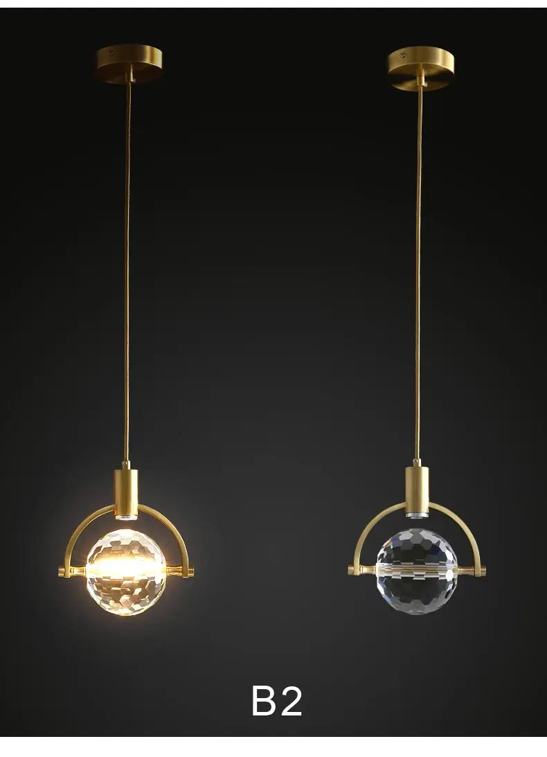 Crystal Led Pendant Lights Kitchen Fixture Suspension Bedside Hanging Lamp Nordic Loft Living Room Dining Room Indoor Home Decor