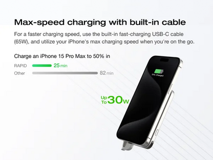 ECOFLOW Rapid Power Bank Wireless 5000mAh, Qi2 Certified Ultra-Fast Magnetic Portable Charger with Stand & Built-in USB-C Cables