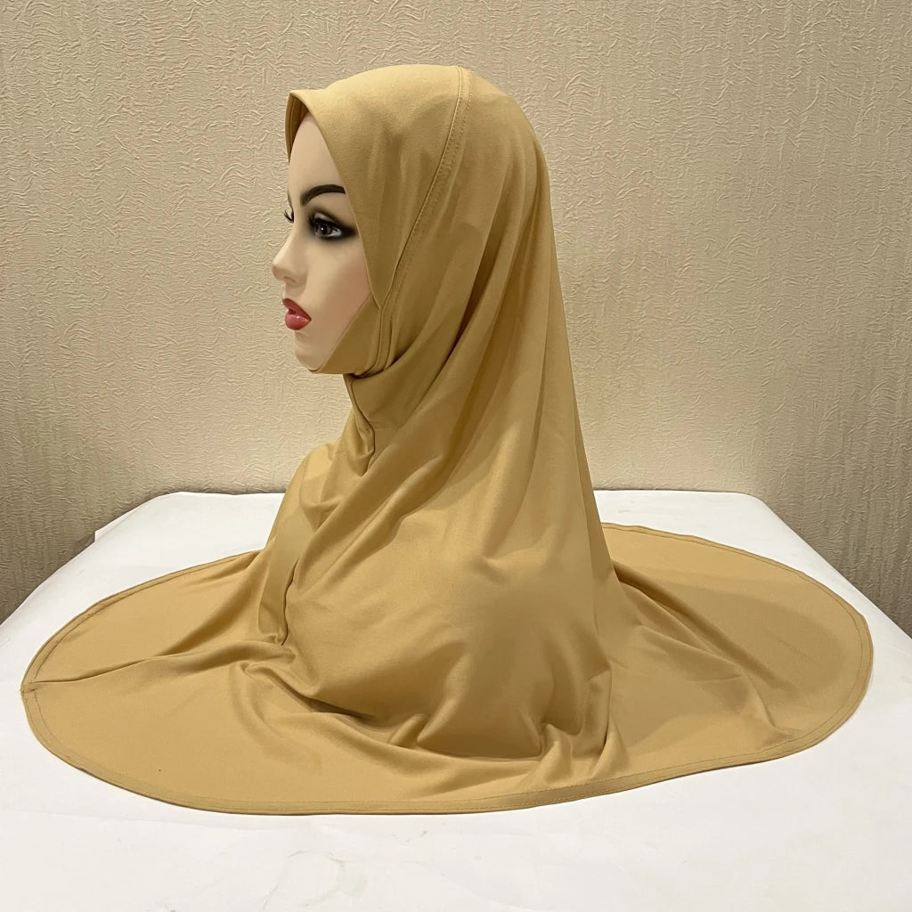H124 Adults high quality big size muslim hijab scarf with chin part islamic headscarf hats armia pull on headwrap turban caps
