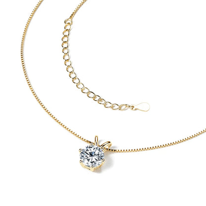 Classic 0.5CT-5CT D Moissanite Pendant Necklace Adjustable Chain 925 Silver for Women with Certificate 2CT 3CT 4CT Lab Diamond