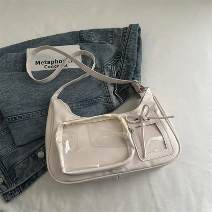 HOT Womens Transparent Ita Bags Girl Transparent Messenger Bag Women's Designer Handbags Ladys DIY Badge Tote Bag Lolita Handbag