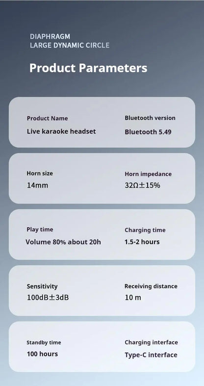For Live Karaoke HD Screen Wireless Bluetooth 5.4 Headphones HiFi Sound Neckband Earphones Sports Gamer Headsets Noise Reduction