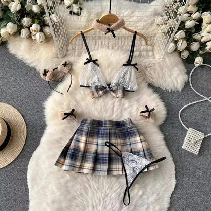 Summer Girls Sexy Hot Sweet Transparent Suspender Mini Dress Women Elastic Waist And Backless Strap Lolita Pajamas Bubble Skirt