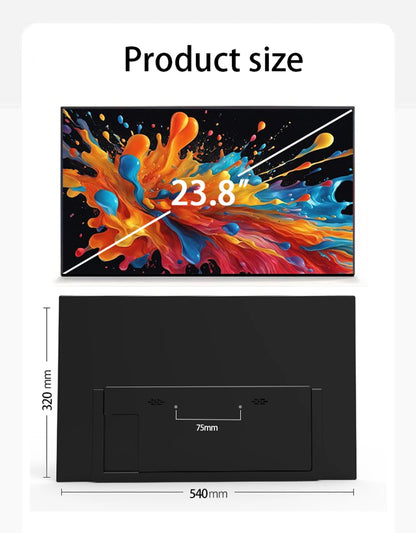 SIBOLAN 23.8" 4K Portable Monitor UHD 3840*2160 100%sRGB External Gaming Screen USB C LS Stand VESA for Mini PC Laptop MAC
