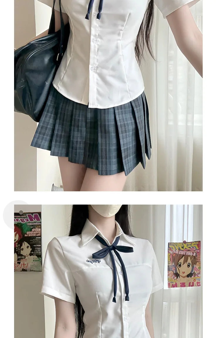 Japanese Academy Style Milk White Basic Versatile JK School Uniform Shirt, Women Summer Student Top for Campus Daily Casual Wear