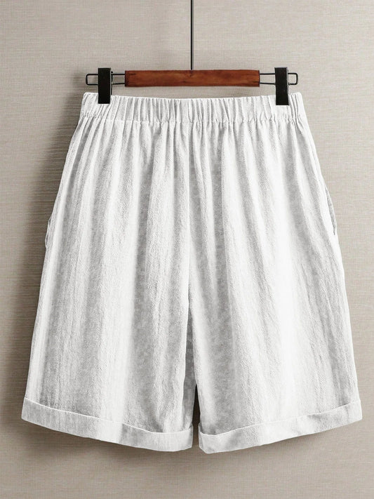 Summer women's thin five-point pants, wide-leg casual straight-leg high-waisted women's pants, fashionable outdoor sports pants