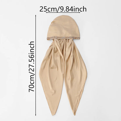 New Muslim Satin Silk Instant Hijabs Scarf Printed Turban Thick Hijab Cap Night Cap Women Ramadan Elastic Satin Hair Bonnet Eid
