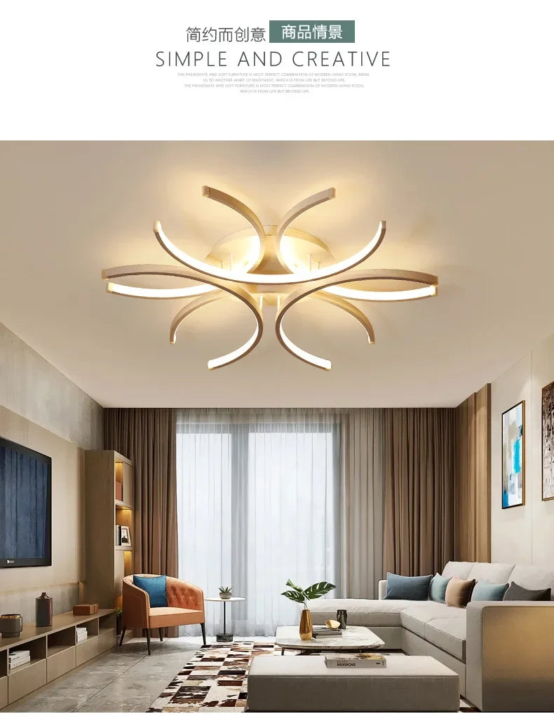 Modern Led Chandelier Lights White Ceiling Lamp Bedroom Circle Attic Living Dining Room Kitchen Interior Light Fixture