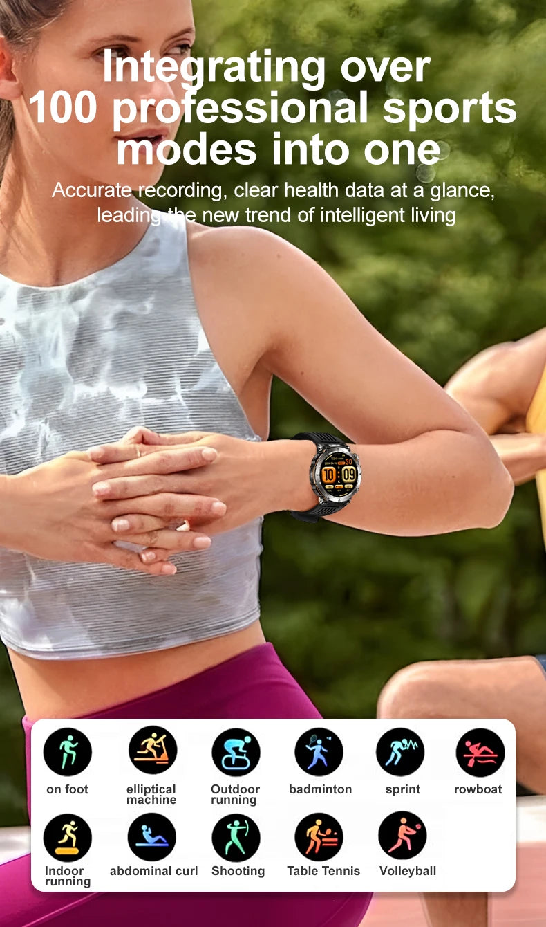 DAORKOW 2026 New Model 10ATM Waterproof 600mAh Smartwatch Compass LED Flashlight Bluetooth Call Outdoor Sports Smartwatch