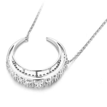 CHARMING Luxury Moon D VVS1 Moissanite Necklace 925 Sterling Silver for Women Daily Jewelry Birthday Gift Engagement Anniversary