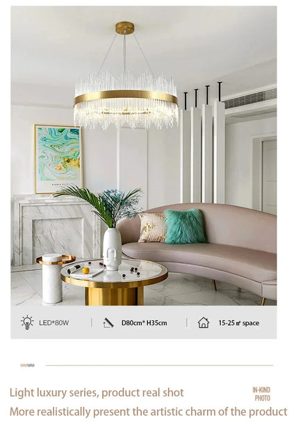 Modern Luxury Crystal Ceiling Chandelier Stainless Steel Living Room Lights Home Decor Dining Room Pendant Lamp Interior Bedroom