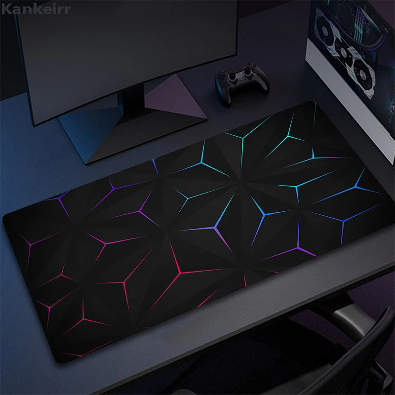 XXL 3D Cool Geometry Mouse Pad Large Computer Rug Office Table Mat 90x40cm Rubber Anti-slip Gaming Keyboard Mousepads Desk Pads