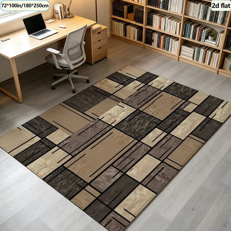 Modern Patchwork Geometric Carpet Flooring, Abstract Block Style Area Rug Non‑Slip Floor Mat for Living Room Bedroom Home Decor