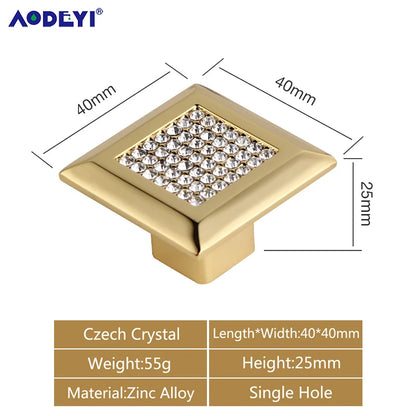 Crystal Drawer Pull Handles Diamond Sliver Wine Wardrobe Decotation Furniture Dresser Kitchen Cupboard Cabinet Knobs Gold Chrome