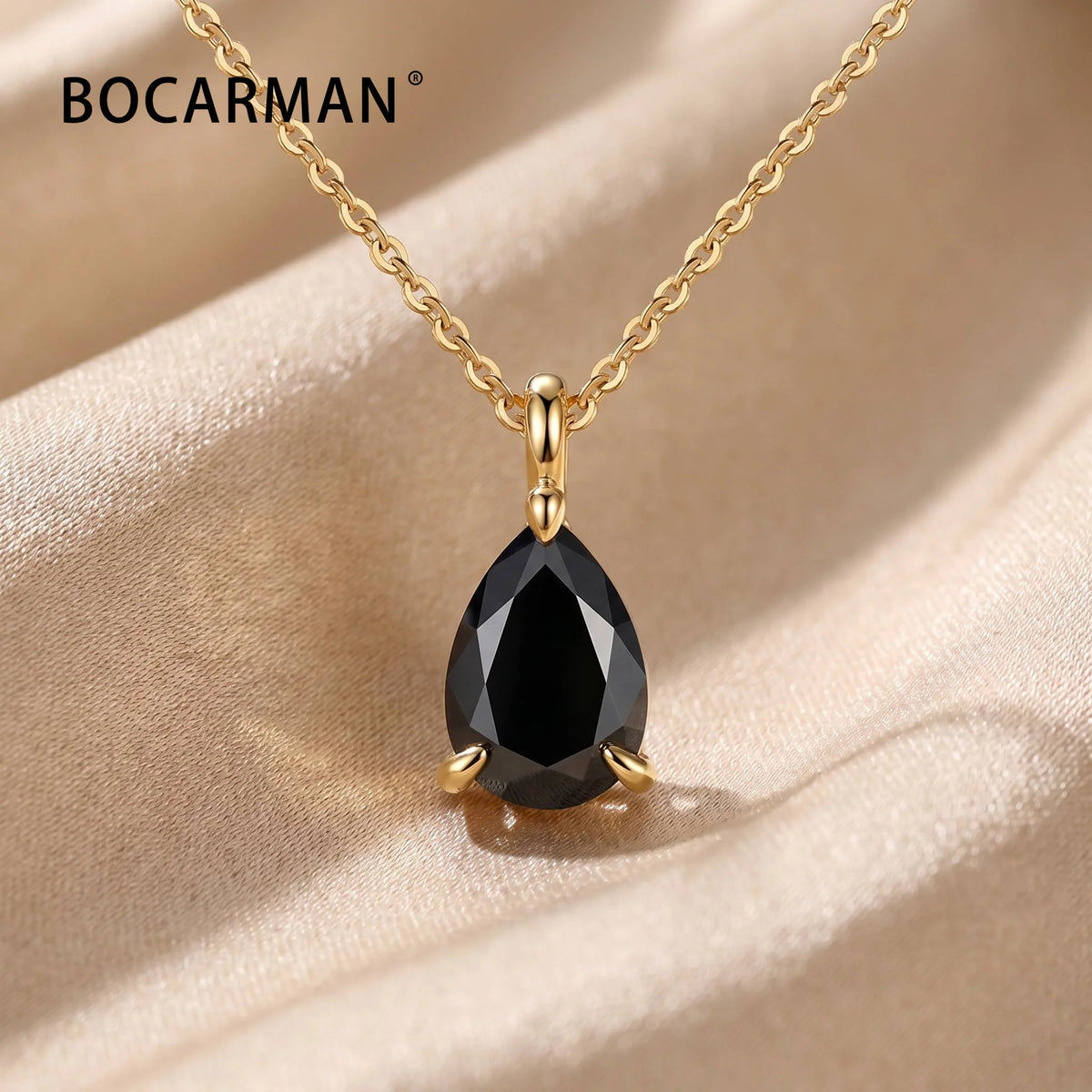 Bocarman Colorful Pear Moissanite Pendant on S925 Silver Chain GRA Iridescent Teardrop Whimsical Enchanting Gift